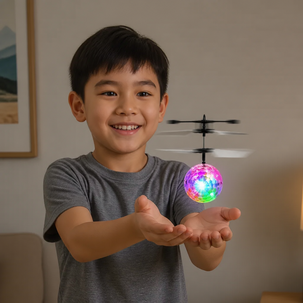 ハンドコントロール式 LED フライングボール ドローン(子ども用)