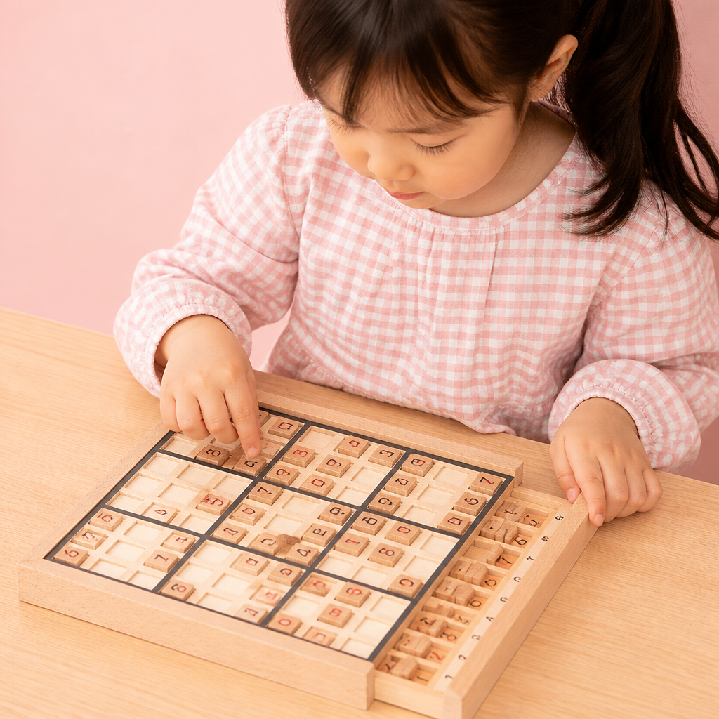 木製数独パズルボード – 知育ロジック&算数ゲーム