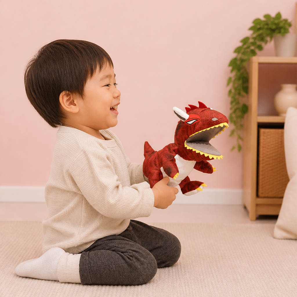 楽しい恐竜のぬいぐるみハンドパペット