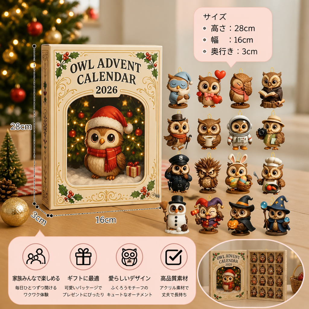 24日間のフクロウのアドベントカレンダー