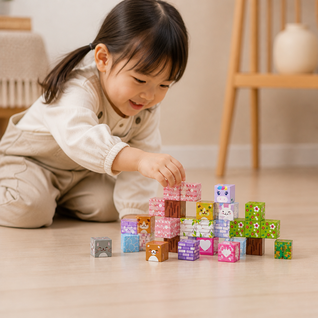 子ども向け磁石でくっつく積み木 40ピースセット – お出かけ先でも楽しめる!