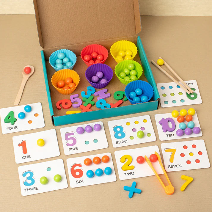 モンテッソーリ 数字・色分けボール ソーティングセット