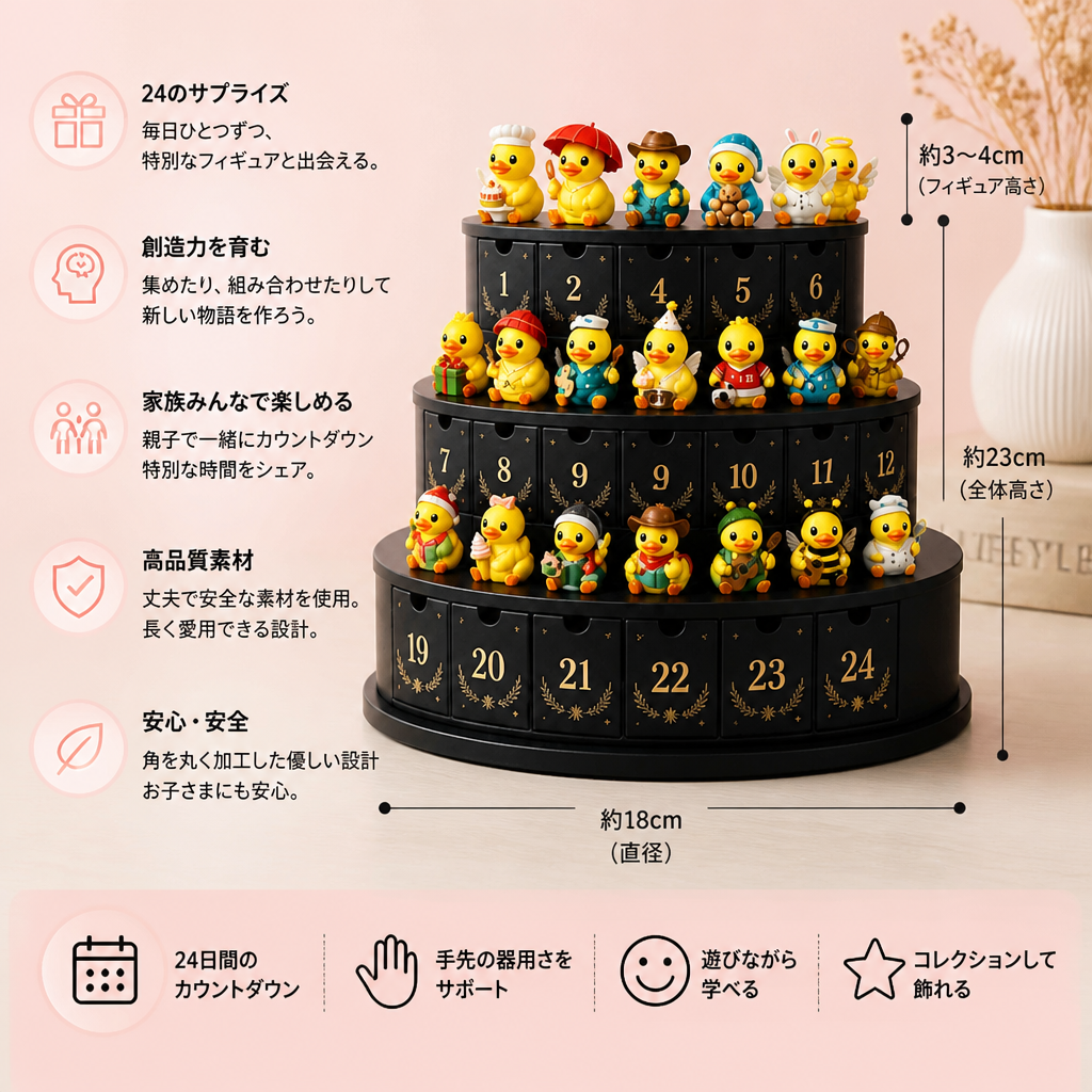 24日間のマジックダック アドベントカレンダー – コレクションできるミニフィギュア付き