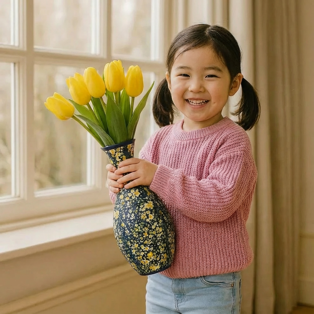 高級3Dパズル花瓶 - 本物の花にも対応