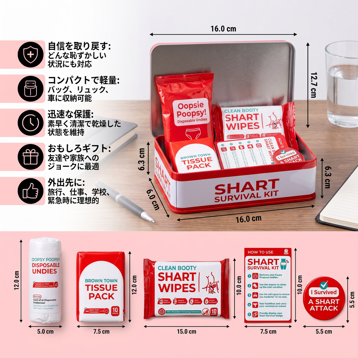 おもしろおならサバイバルキット – うんちネタのいたずらギフトセット