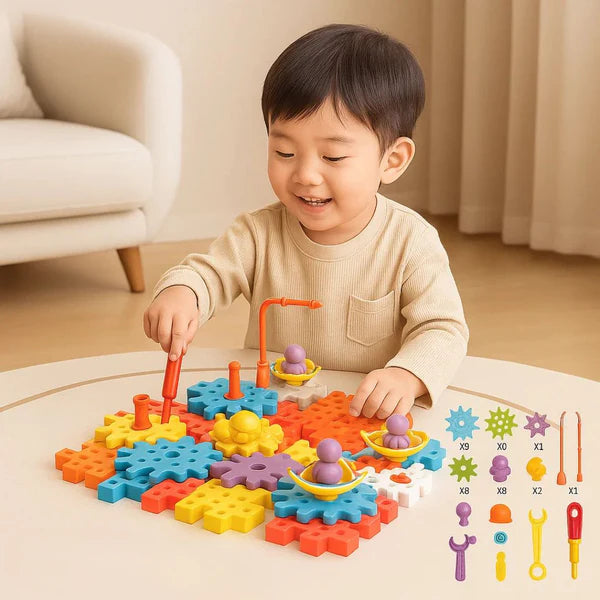モンテッソーリ 3D 歯車＆パズルブロック