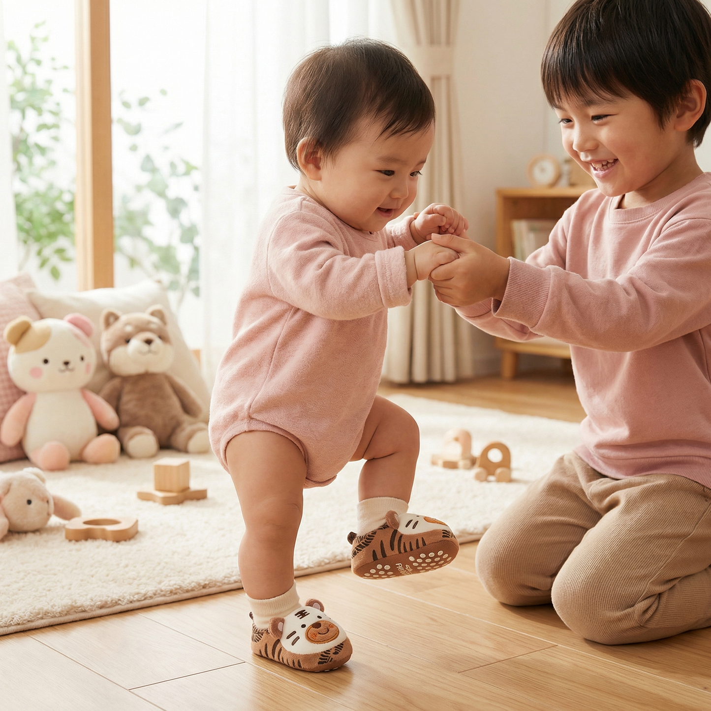 ふわふわのベビーソックスシューズ – あたたかく、滑り止め付きで快適