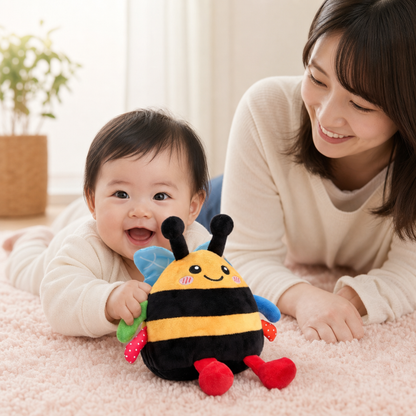 うつぶせ遊び用インタラクティブ音楽機能付きハチのぬいぐるみ