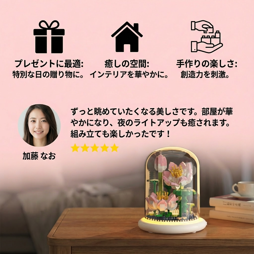 ガラス入りエレガントなブロックフラワー