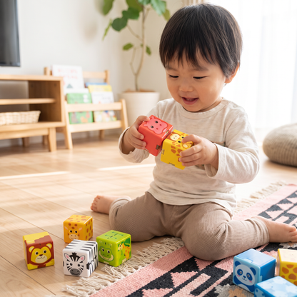 幼児向け安全設計 4.2cm サファリ動物マグネットブロック – STEM学習ブロック