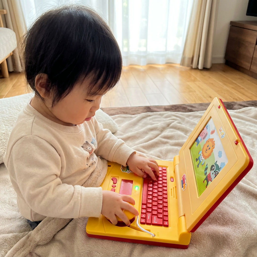 ライト・音楽・スクロール画面付き子ども用インタラクティブノートパソコン