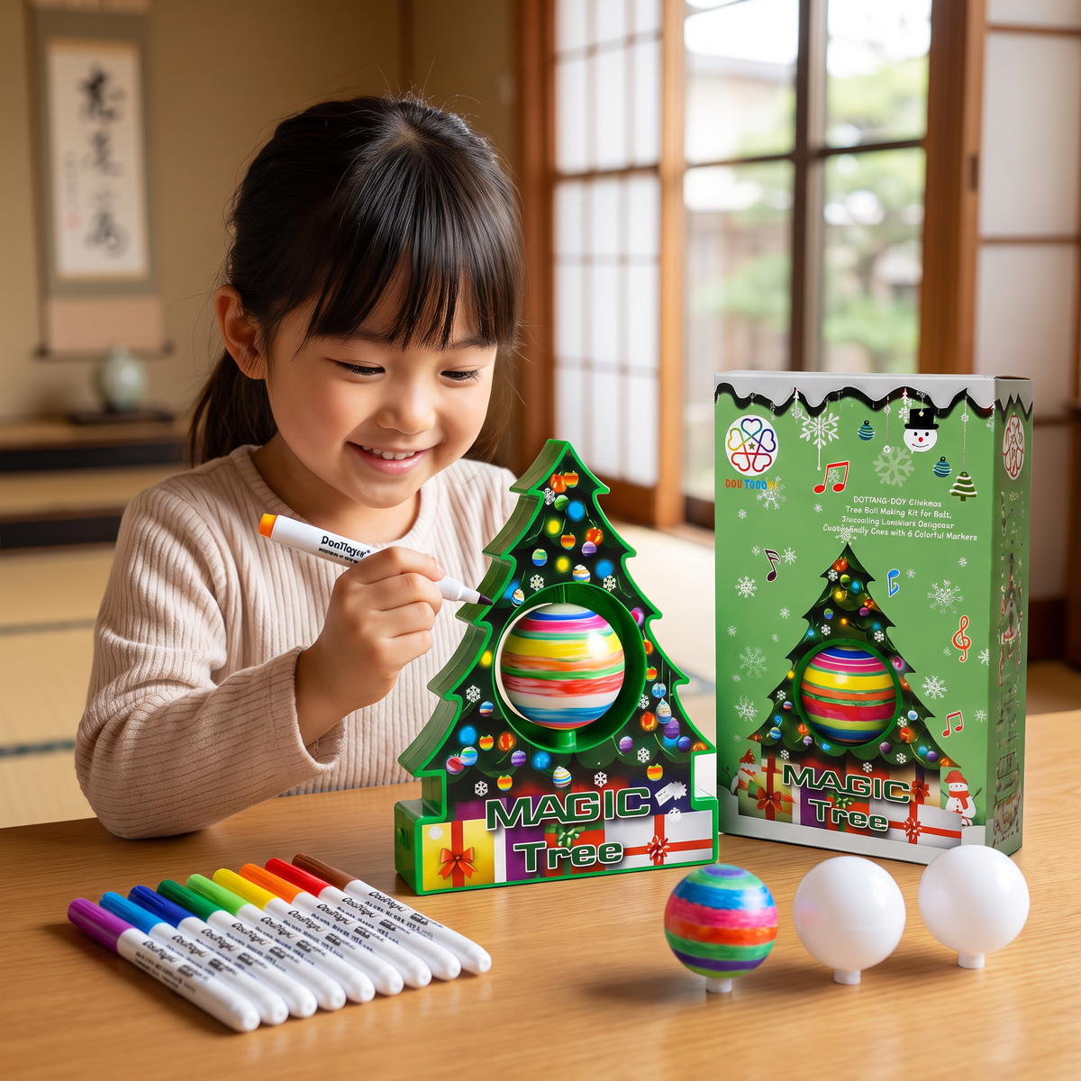 回転式オーナメントに色を塗るクリスマスDIY工作セット