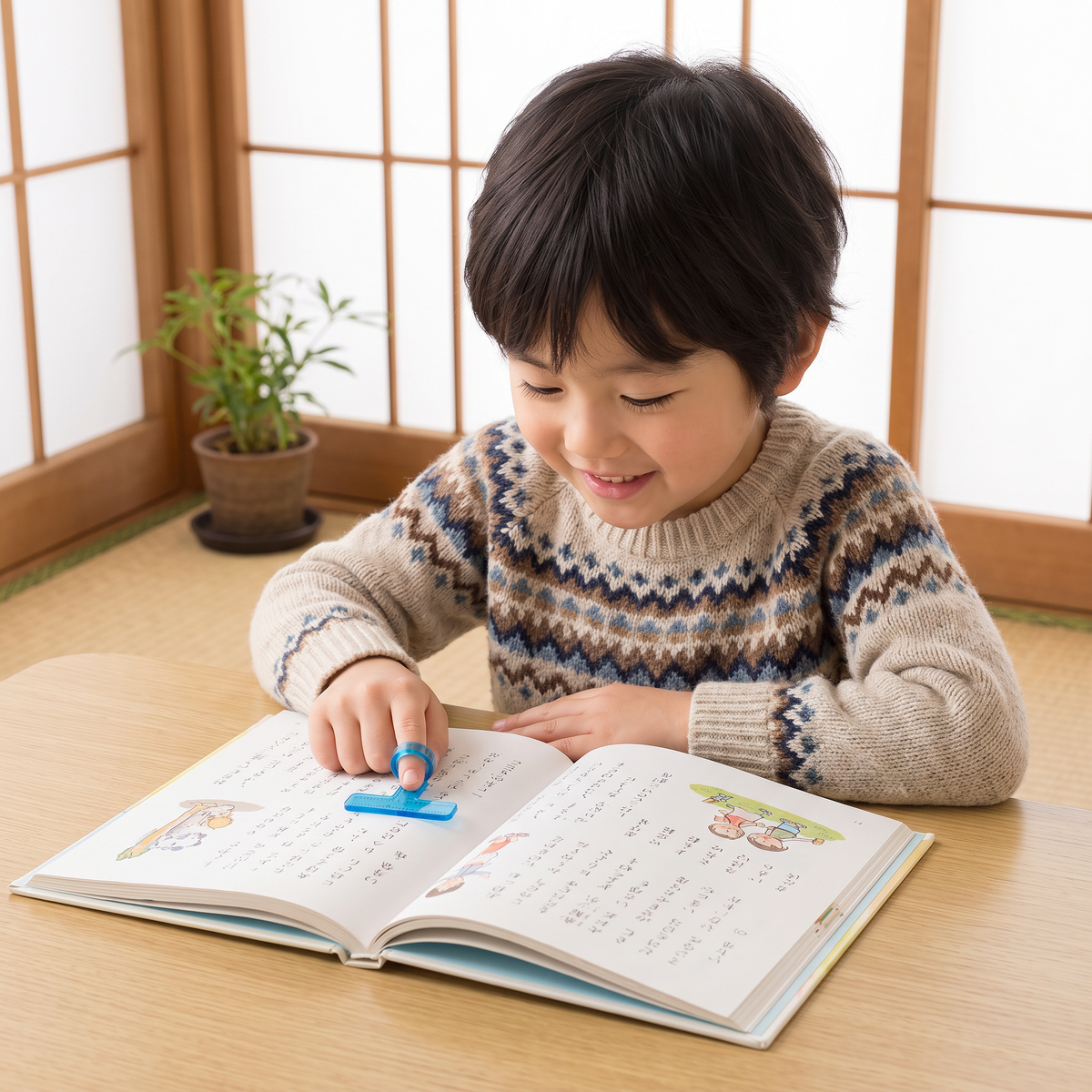 子ども用フィンガー読書ガイド – 透明な行読みガイド