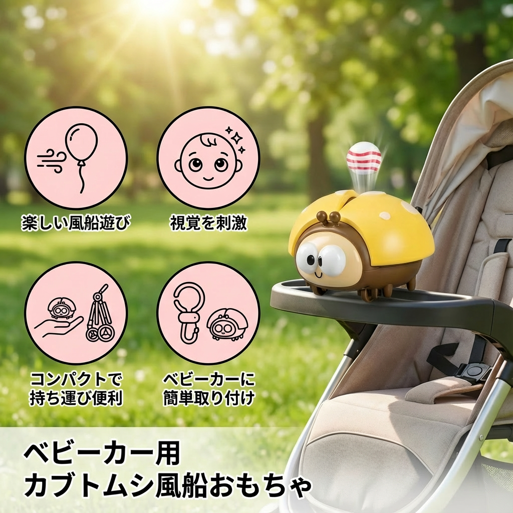 ベビーカー用 カブトムシ風船おもちゃ