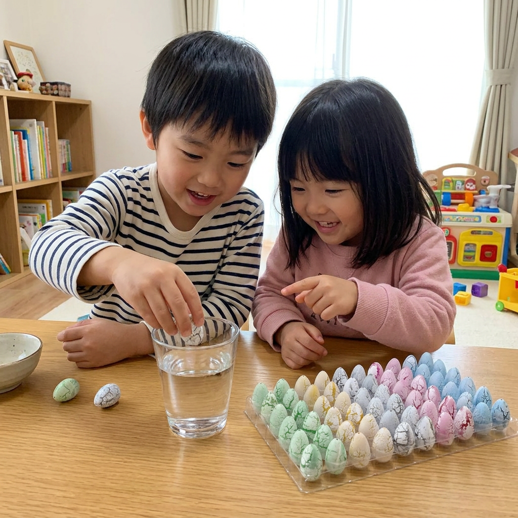 恐竜の孵化エッグキット – 水の中で成長するサプライズ恐竜入りエッグ