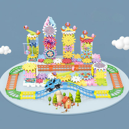 回転するモンテッソーリ 歯車ブロックおもちゃ