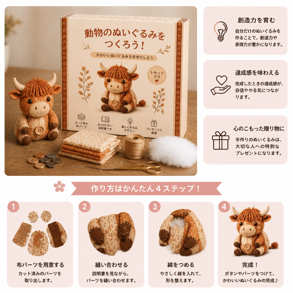 DIYアニマルソーイングキット 布で作るハンドメイドオーナメント手作りキット