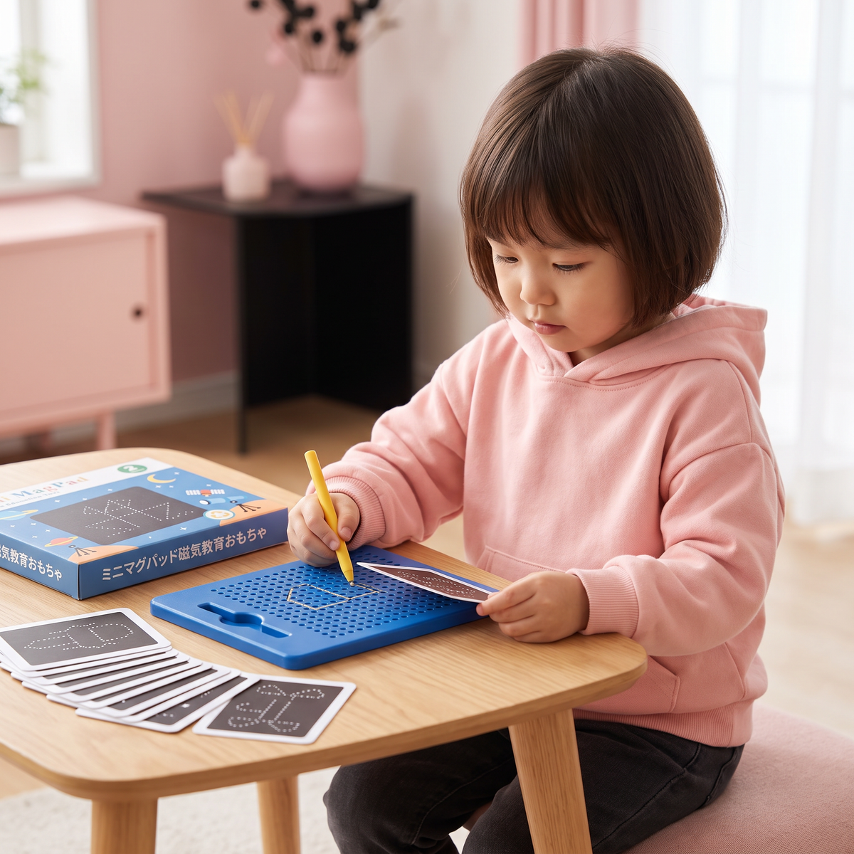 子ども用 2-in-1 マグネット式お絵かき・文字練習ボード（はめ込み式型パーツ付き）