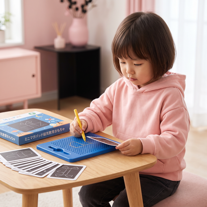 子ども用 2-in-1 マグネット式お絵かき・文字練習ボード（はめ込み式型パーツ付き）