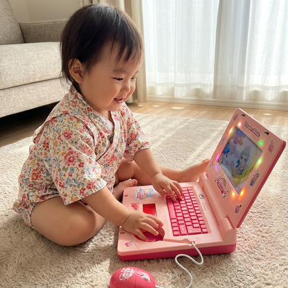 ライト・音楽・スクロール画面付き子ども用インタラクティブノートパソコン