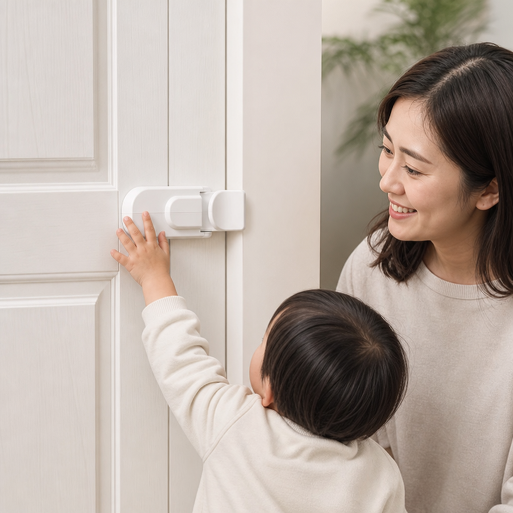 穴あけ不要の子ども用ドア安全ロック