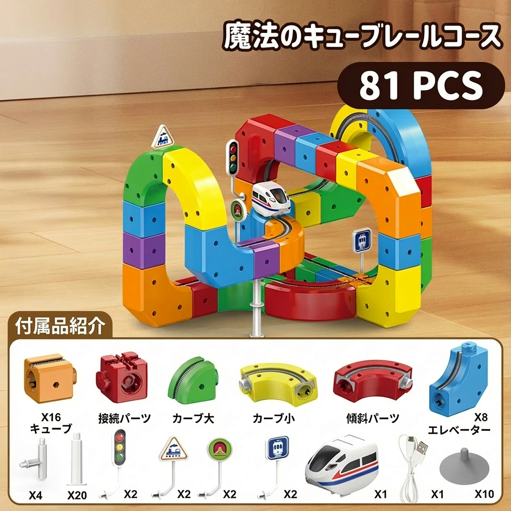 魔法のキューブレールコース 子供のおもちゃ