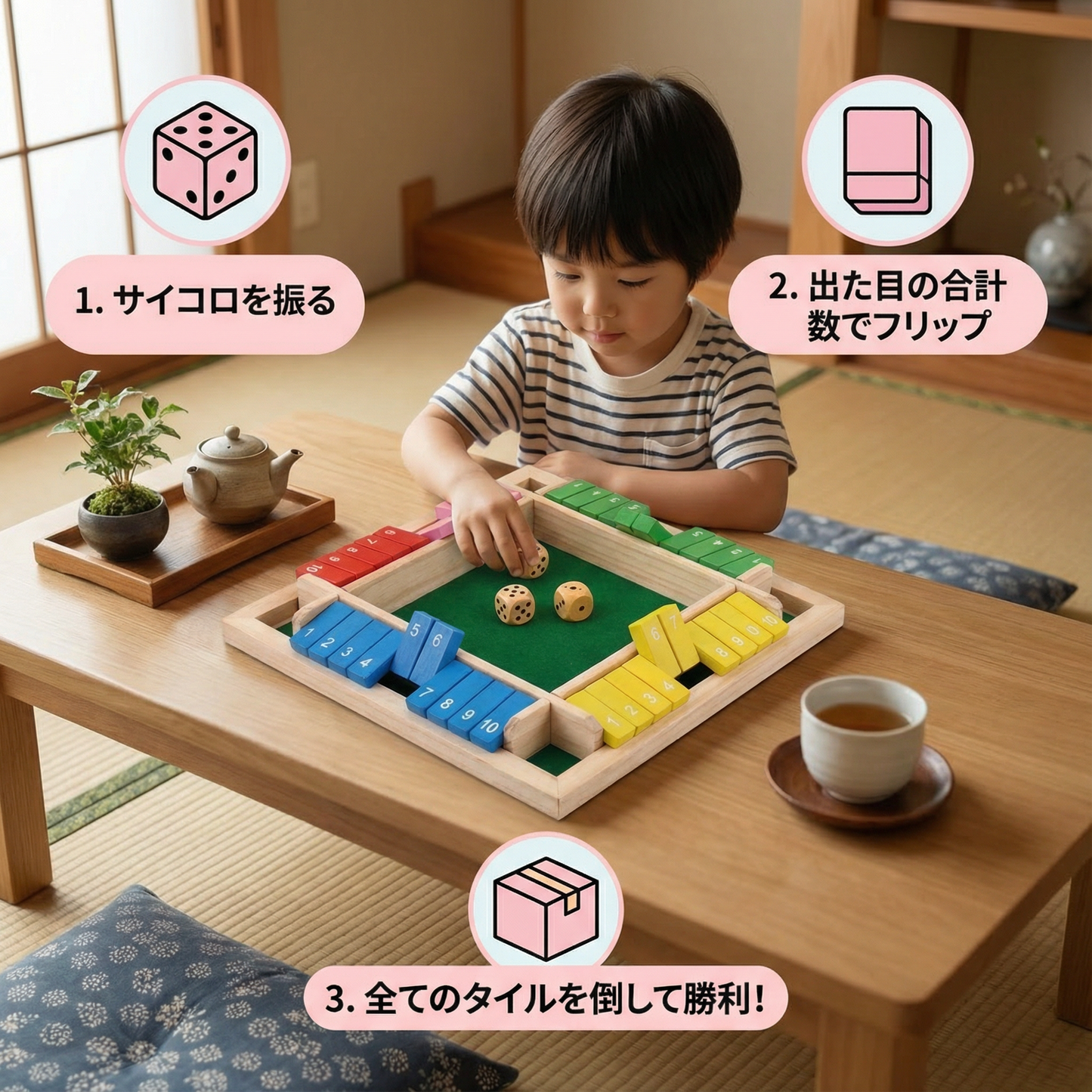 シャット・ザ・ボックス ファミリー折りたたみゲーム 4人用セット