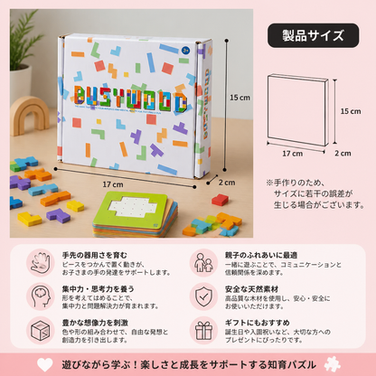 家族で楽しむ：形合わせ木製パズル