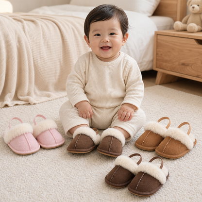 ふわふわベビー＆幼児用スリッパ｜柔らかいプラッシュ裏地＆滑り止めソール付き