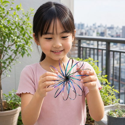 幾何学模様のスプリング・フィジェットトイ – 感覚を刺激するリラックス用オブジェ