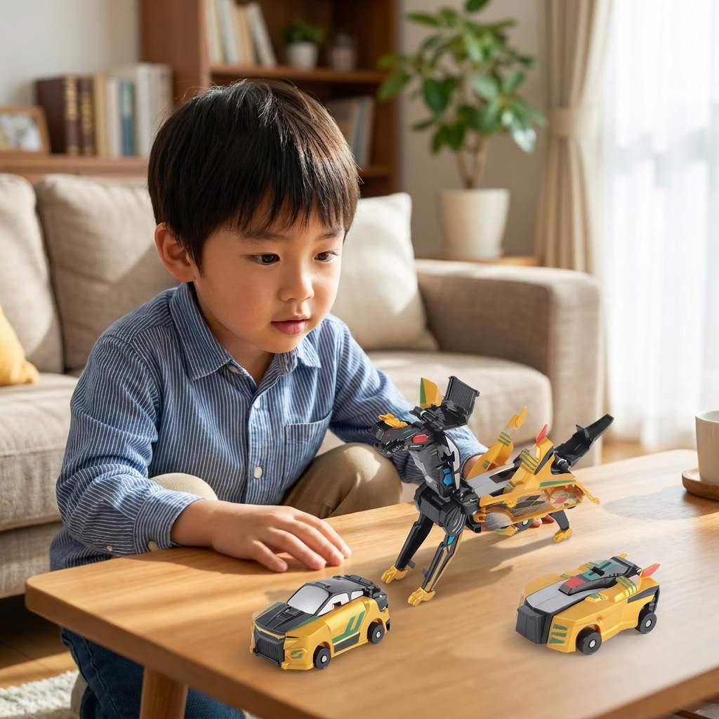 2-in-1 磁気変形カー＆恐竜おもちゃ｜自動障害物回避機能付き