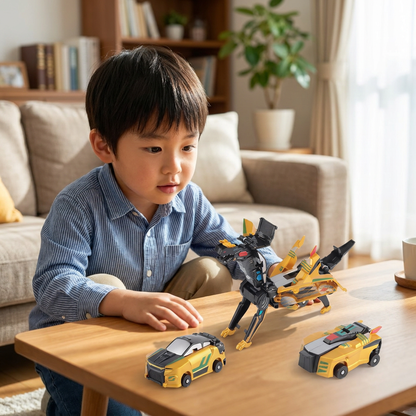 2-in-1 磁気変形カー＆恐竜おもちゃ｜自動障害物回避機能付き