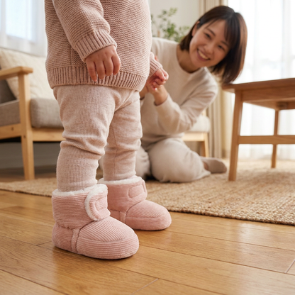 ふわふわ暖かいベビー用ブーティ｜柔らかく滑りにくいソール付き