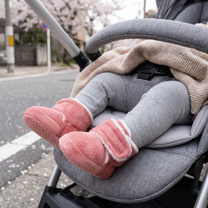 ふわふわ暖かいベビー用ブーティ｜柔らかく滑りにくいソール付き