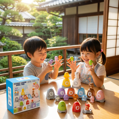 色分けと数字のお勉強ができる モンテッソーリ式やわらかラバー製 動物指人形セット