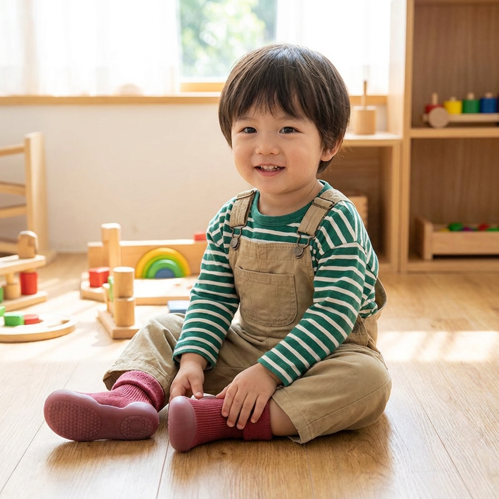 赤ちゃん用あったか歩行練習ソックスシューズ 柔らかく滑りにくいソール付き
