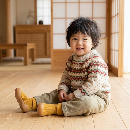 赤ちゃん用あったか歩行練習ソックスシューズ 柔らかく滑りにくいソール付き
