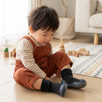 赤ちゃん用あったか歩行練習ソックスシューズ 柔らかく滑りにくいソール付き