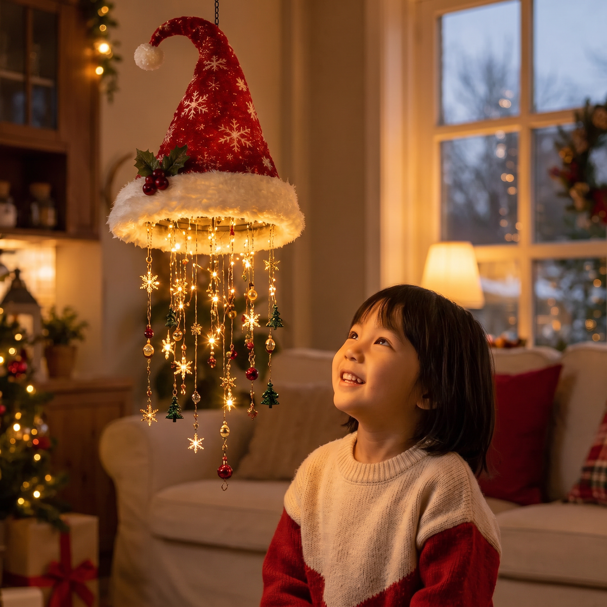 クリスマスサンタ帽子ライト LEDイルミネーション装飾