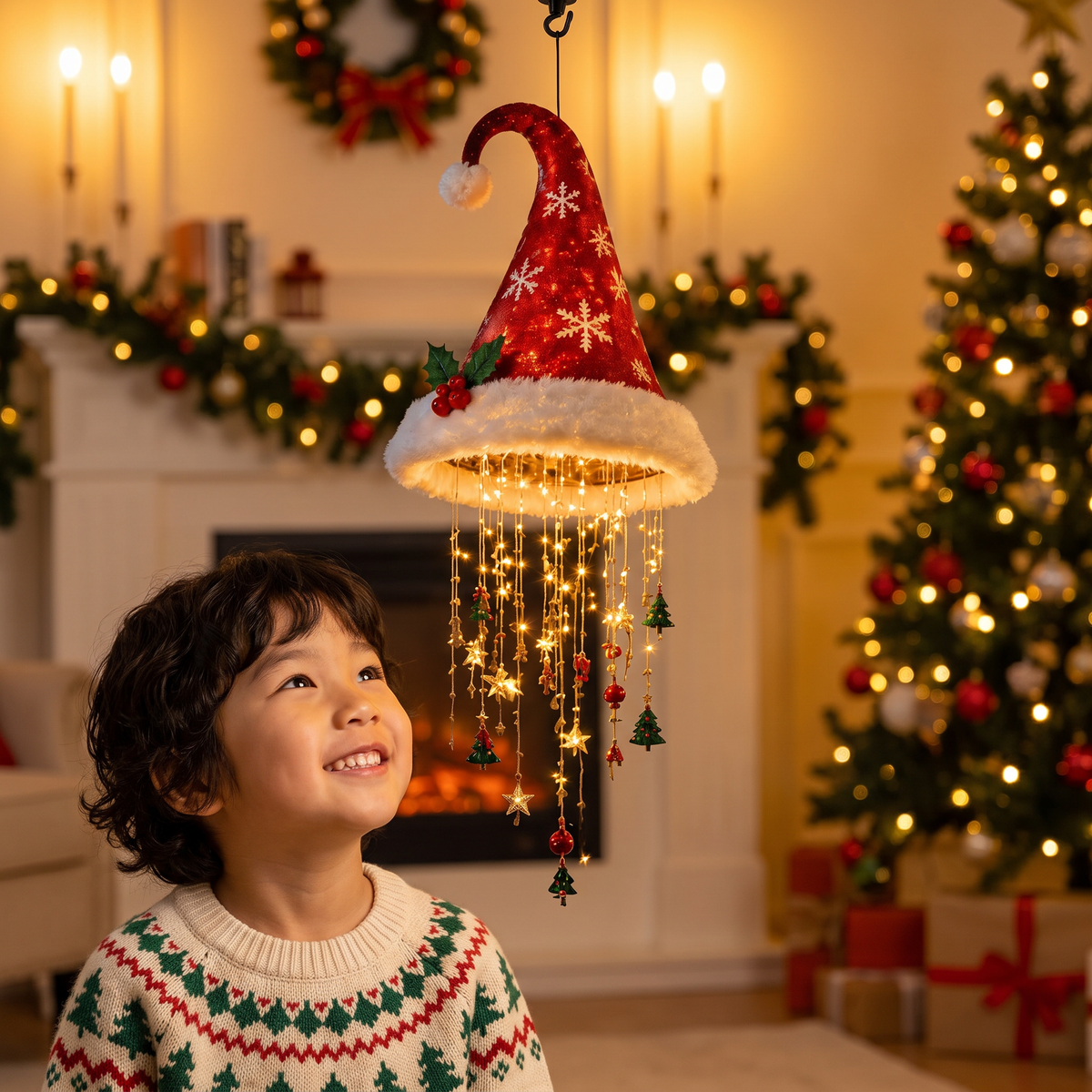 クリスマスサンタ帽子ライト LEDイルミネーション装飾