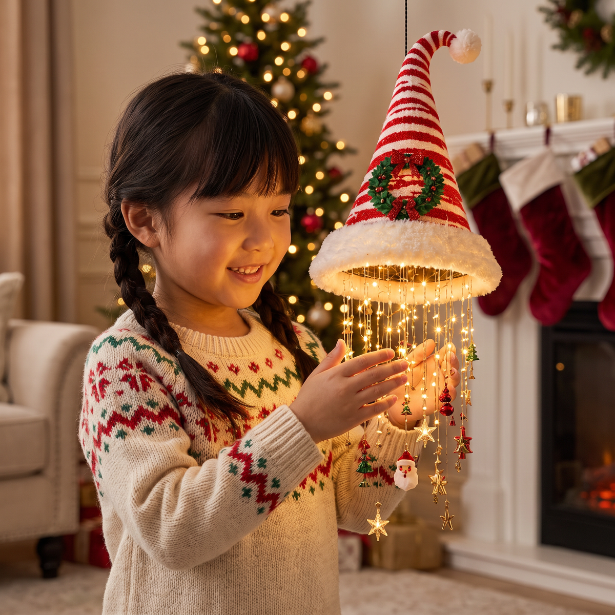 クリスマスサンタ帽子ライト LEDイルミネーション装飾