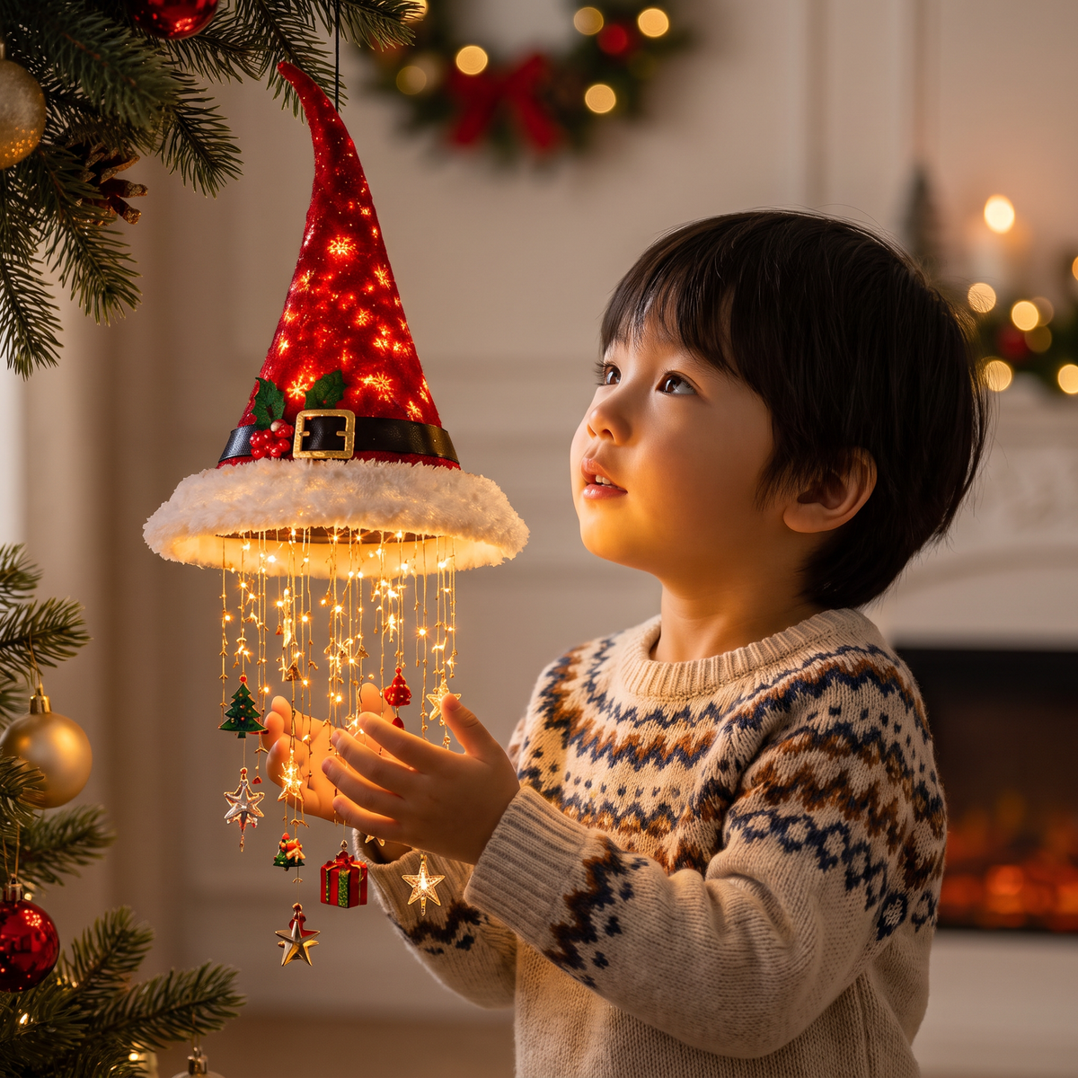 クリスマスサンタ帽子ライト LEDイルミネーション装飾