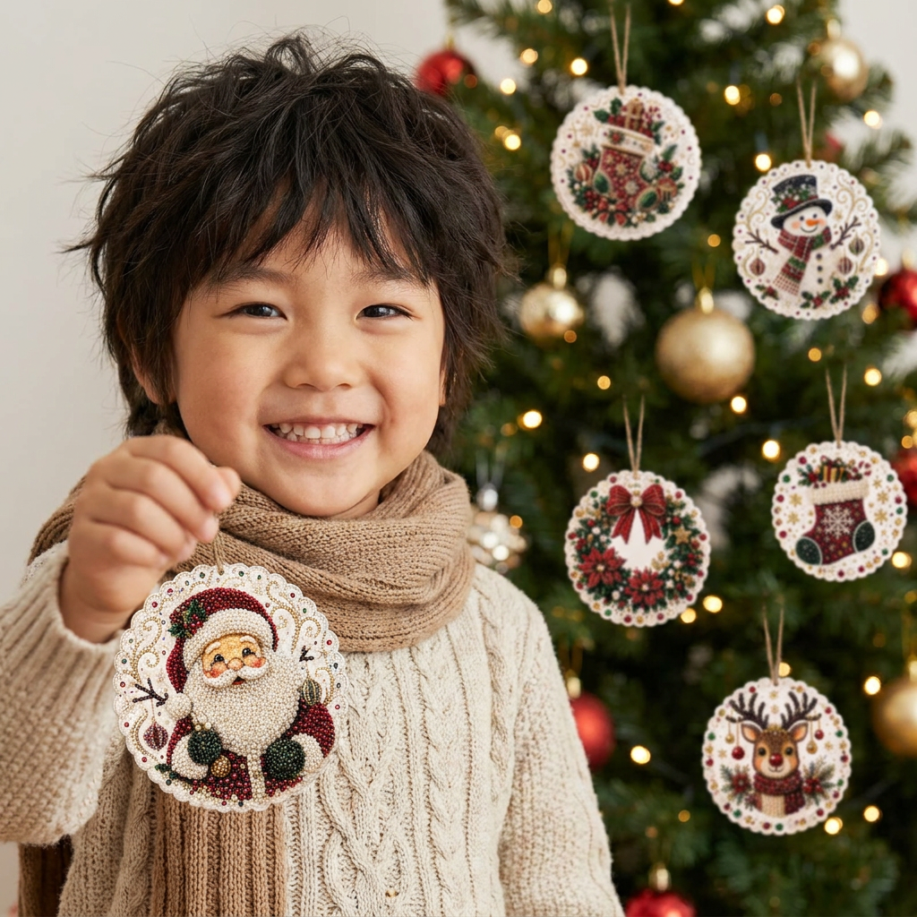 DIYクリスマス木製オーナメント ダイヤモンドペインティングキット