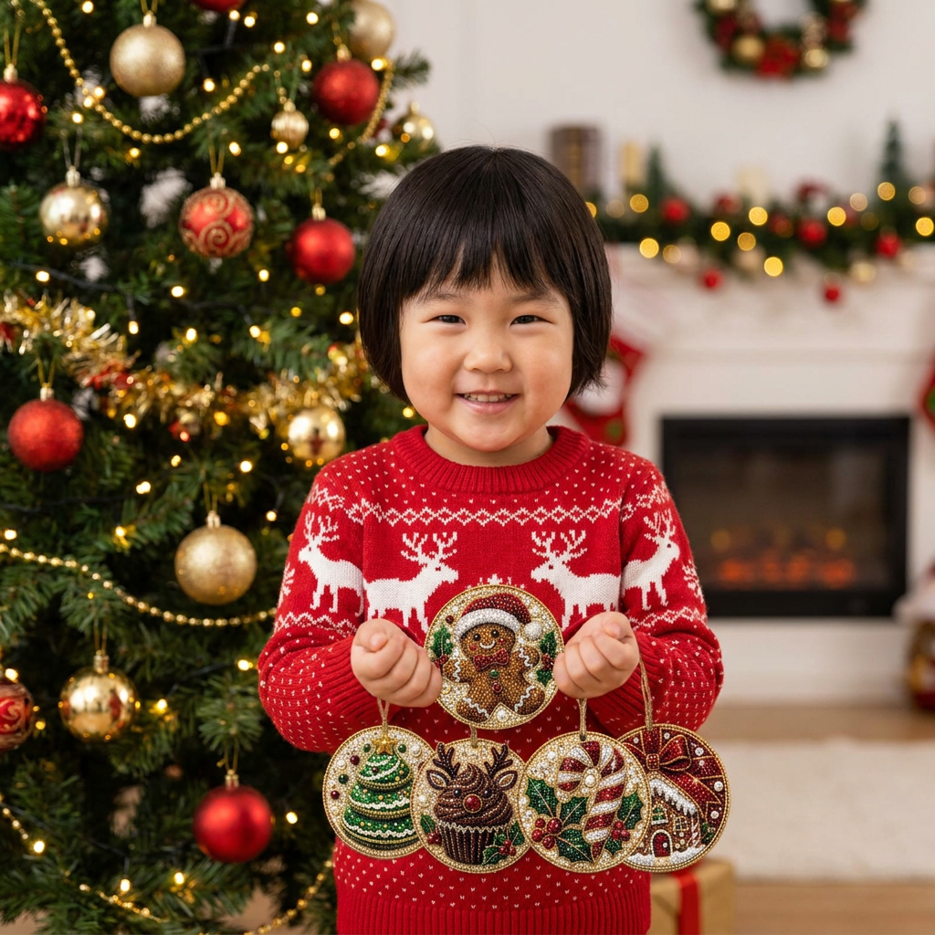 DIYクリスマス木製オーナメント ダイヤモンドペインティングキット
