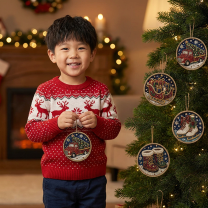 DIYクリスマス木製オーナメント ダイヤモンドペインティングキット