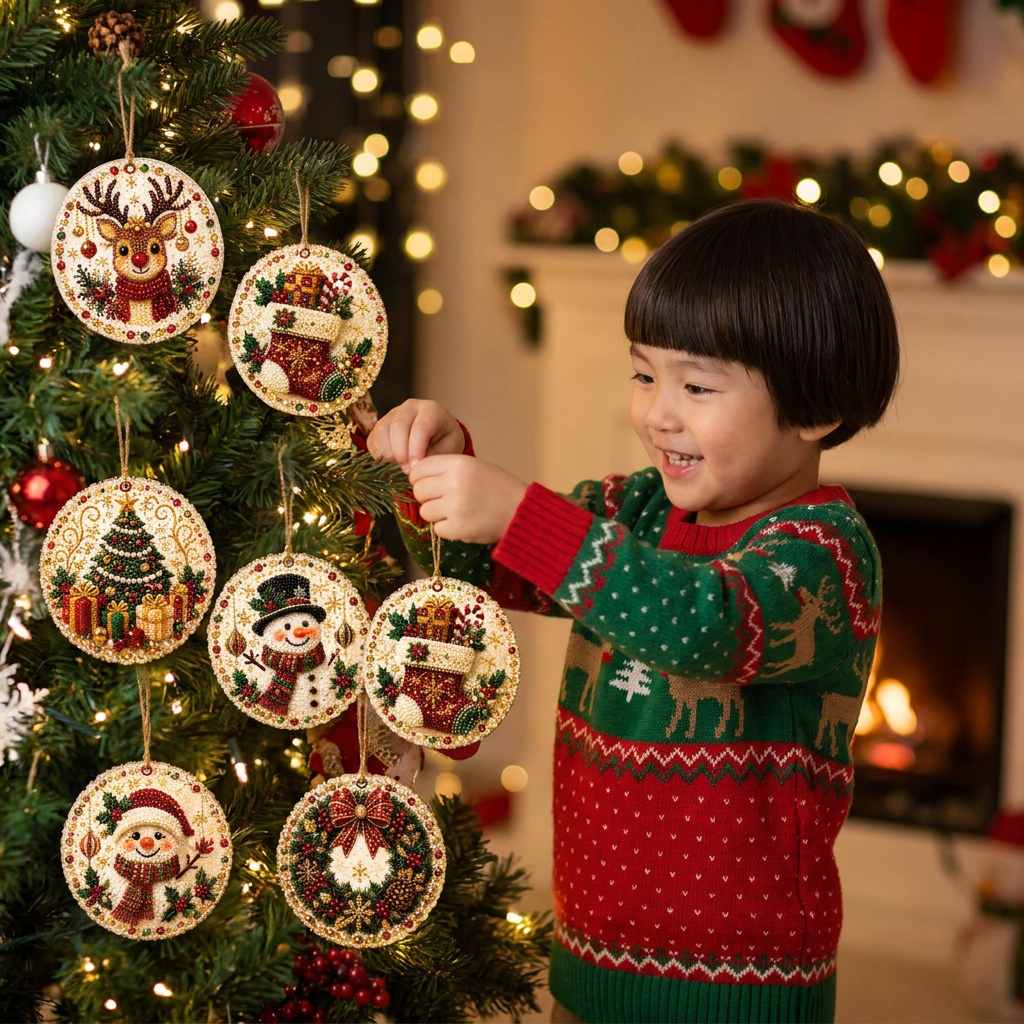 DIYクリスマス木製オーナメント ダイヤモンドペインティングキット