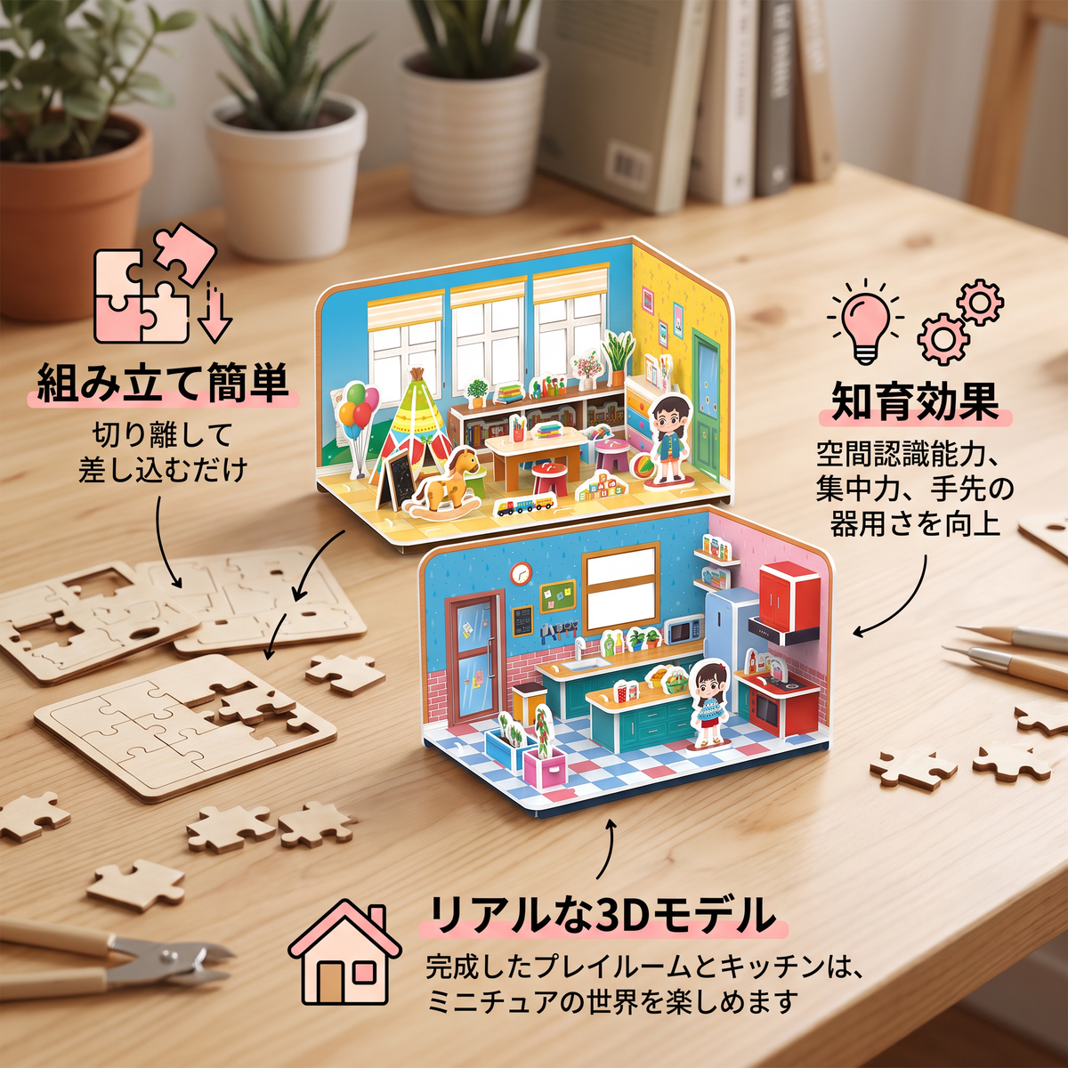 3D DIYプレイルーム組み立てキット – 知育パズル＆クラフトセット