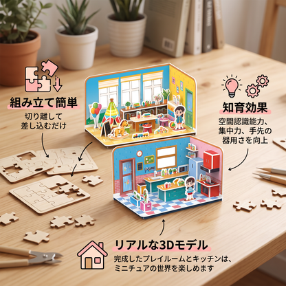 3D DIYプレイルーム組み立てキット – 知育パズル＆クラフトセット