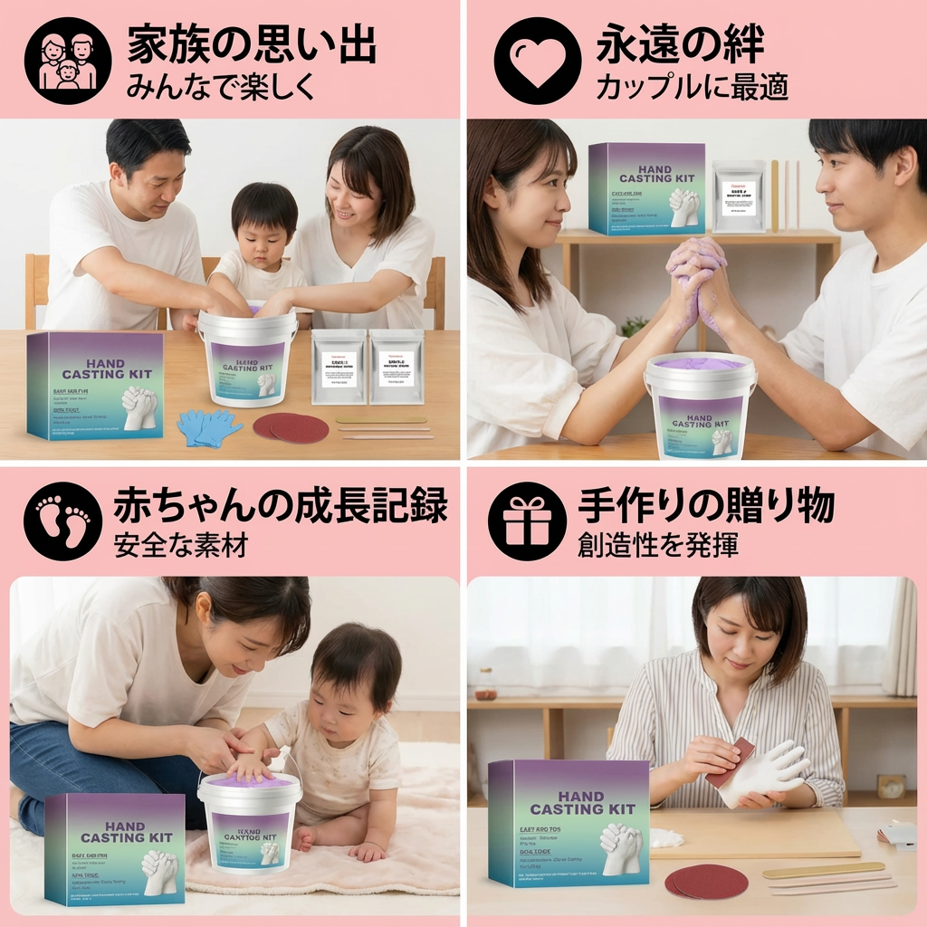 家族＆カップル向けハンドプリントセット – 3D石膏メモリーキット