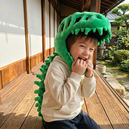 楽しい恐竜の骨格柄もこもこコスチューム